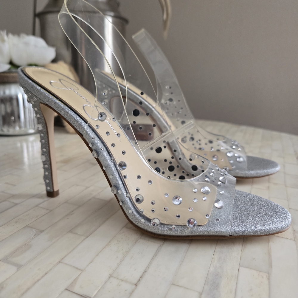 Jessica Simpson Silver and Clear Heels